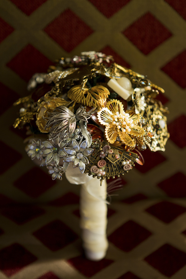 bouquet of artistic metal flowers - wedding photo by top Orange County, California wedding photographers D. Park Photography